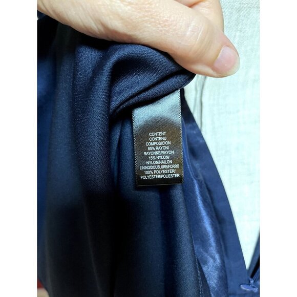 WAYF Corset Midi Dress Fit + Flare Midnight Blue Satin Retro 80s Prom Style Glam - Picture 11 of 12